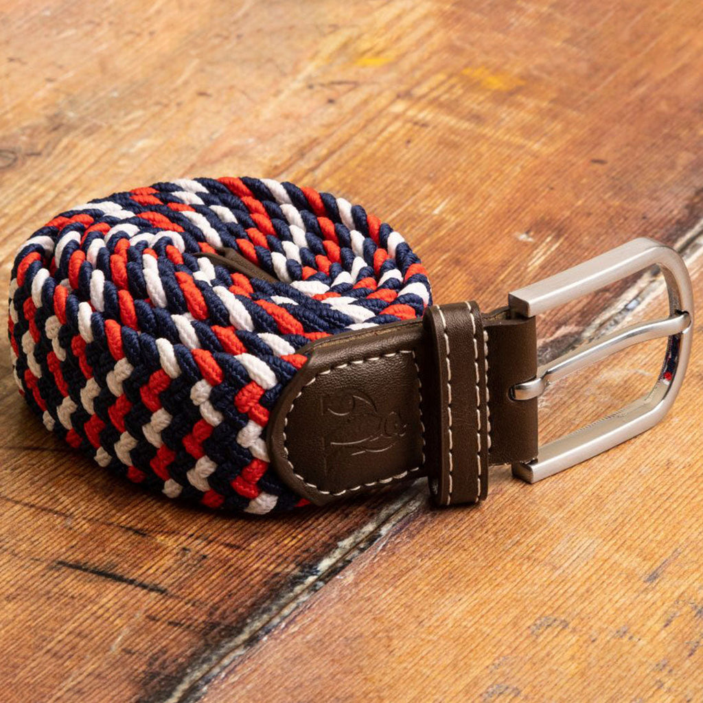 Blue & Red & White Zigzag Recycled Woven Belt