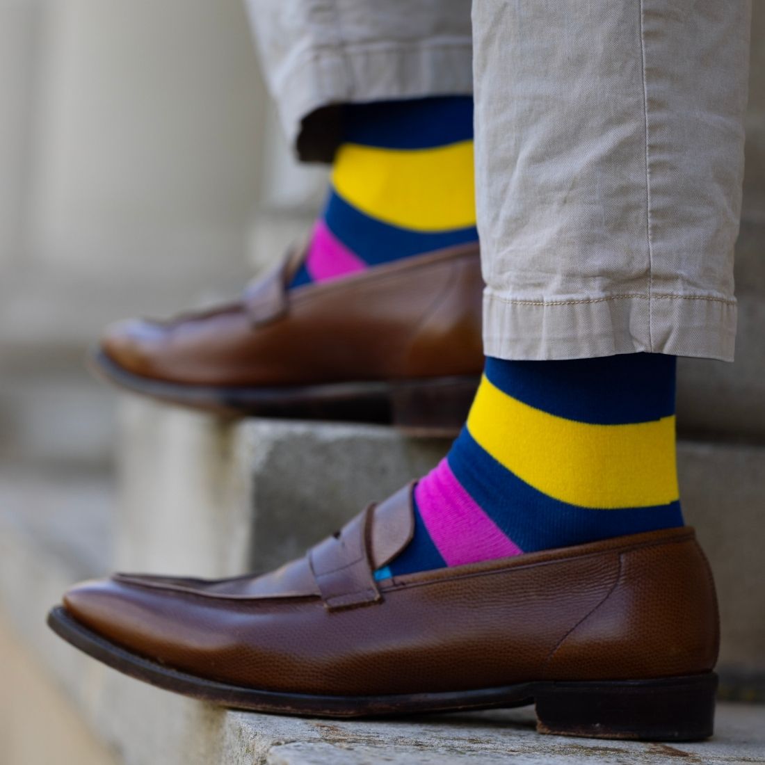 Neon Stripe Bamboo-Blend Socks