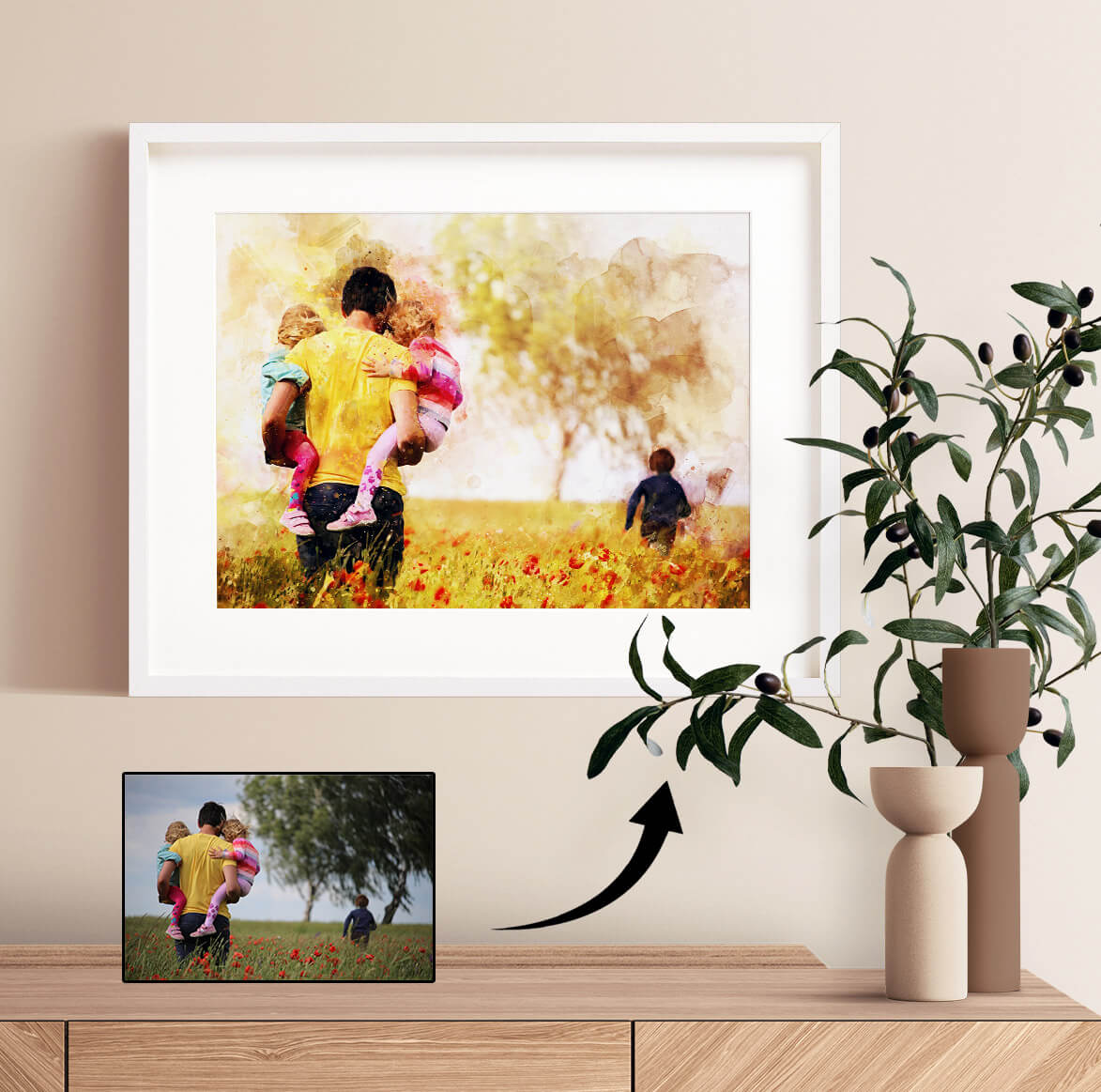 Personalised Watercolour Portrait – Landscape