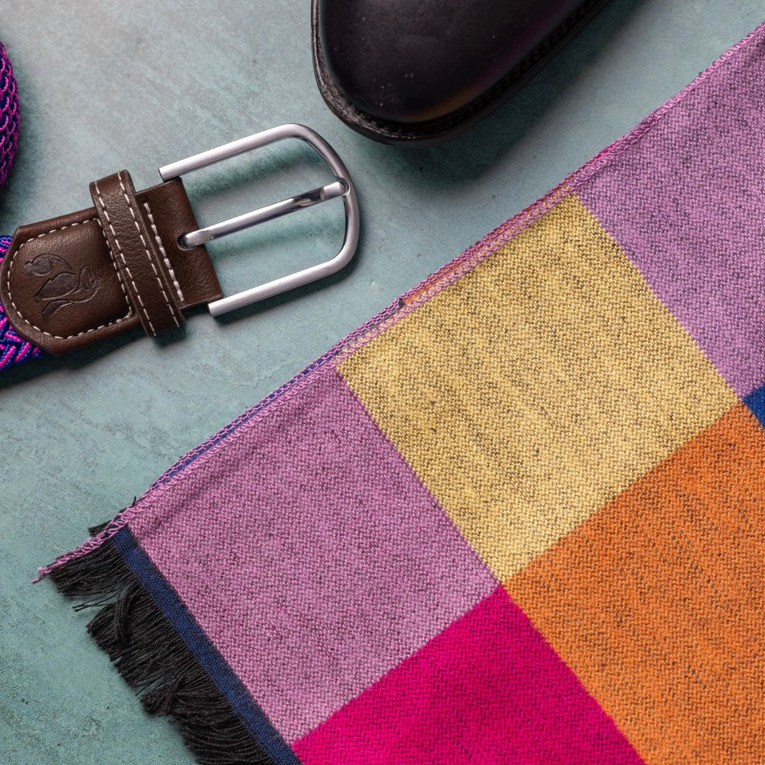 Bright Check Bamboo Scarf