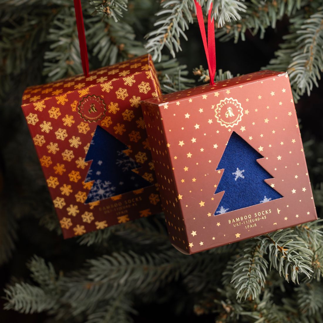 Star Christmas Bamboo-Blend Sock Gift Box, 1 Pair