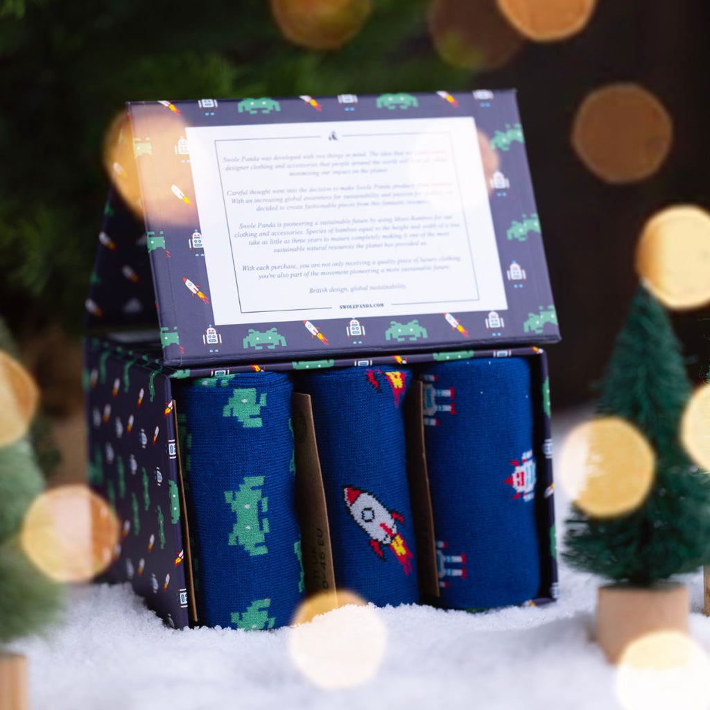 Outer Space Bamboo-Blend Sock Gift Box, 3 Pairs