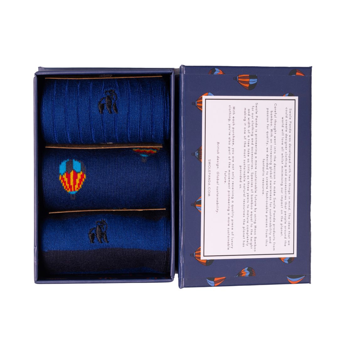 Hot Air Balloon Bamboo-Blend Sock Gift Box, 3 Pairs