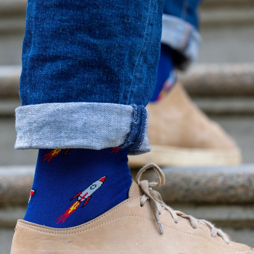 Rocket Ship Bamboo-Blend Socks