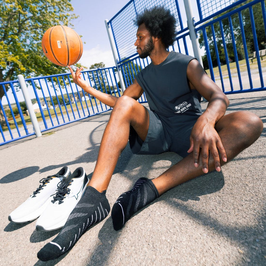 Black Bamboo-Blend Performance Trainer Socks