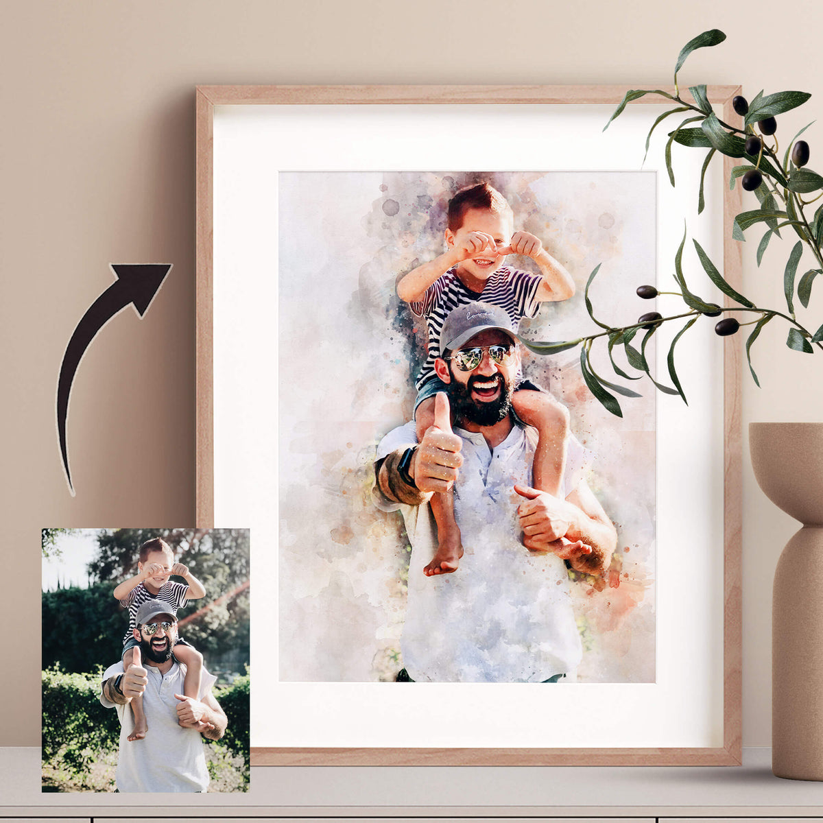 Personalised Watercolour Portrait – Landscape