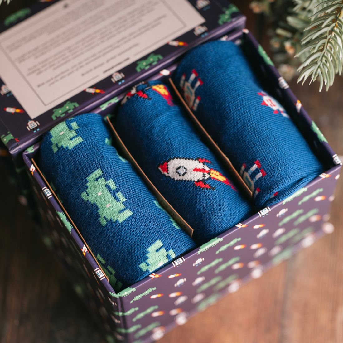 Outer Space Bamboo-Blend Sock Gift Box, 3 Pairs