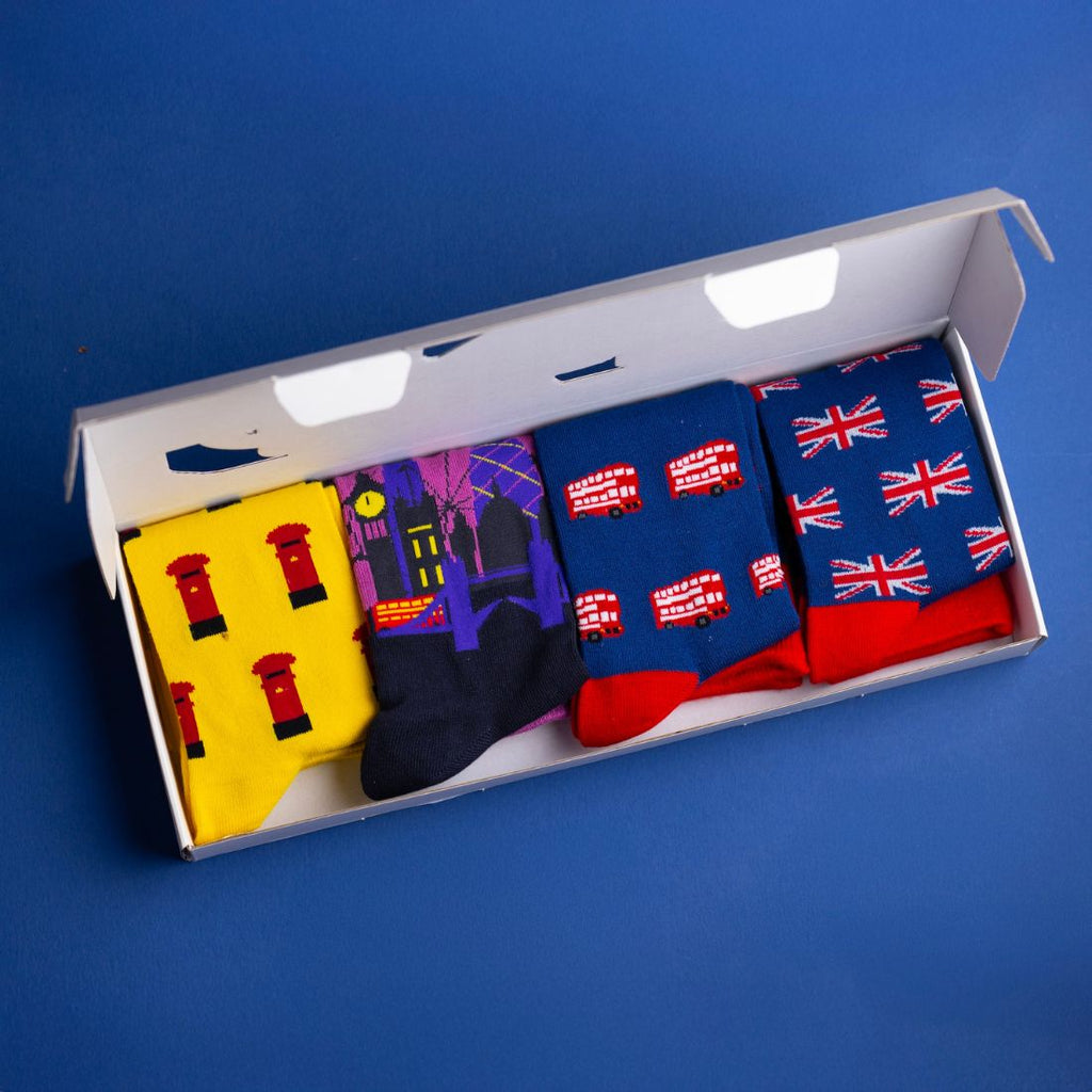 London Bamboo-Blend Sock Gift Box, 4 Pairs