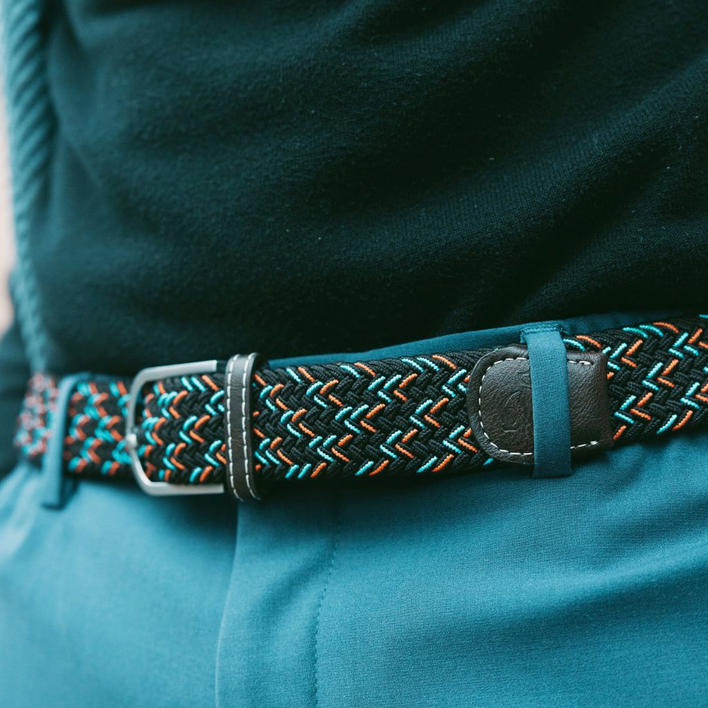 Black & Orange & Blue Dot Recycled Woven Belt