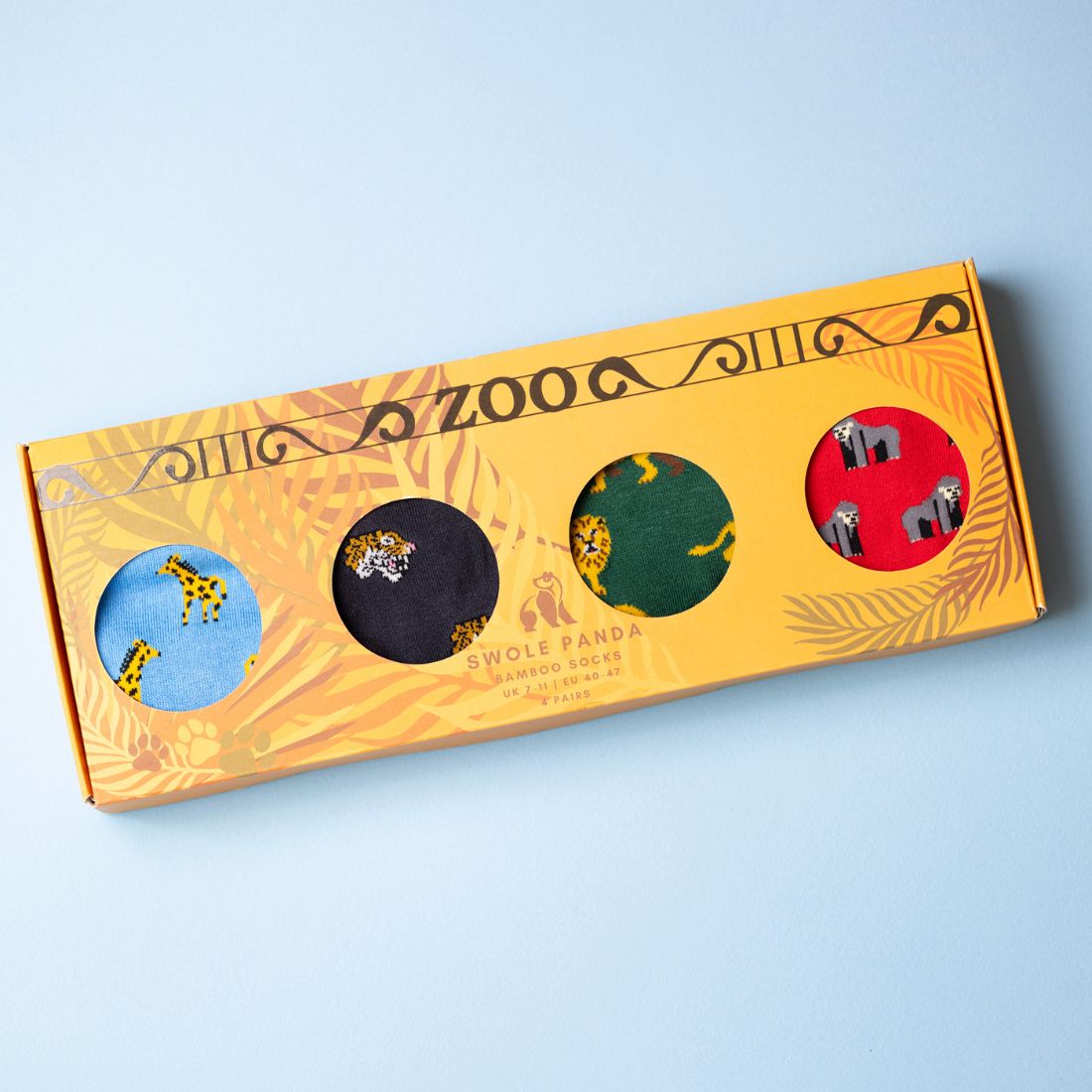 Zoo Bamboo-Blend Sock Gift Box, 4 Pairs