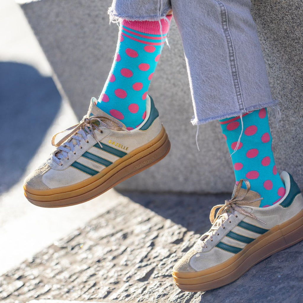 Blue & Pink Polka Dot Bamboo-Blend Socks