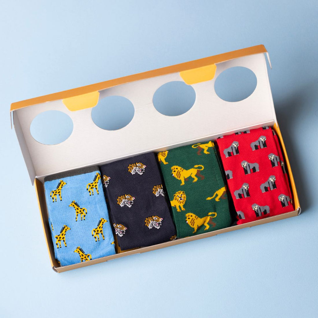 Zoo Bamboo-Blend Sock Gift Box, 4 Pairs