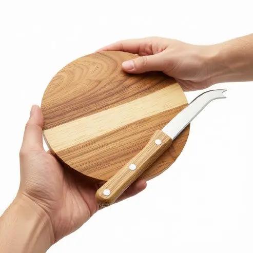 Acacia Cheese Set, Knife and Board