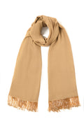Beige Pashmina Shawl with Beaded Tassels