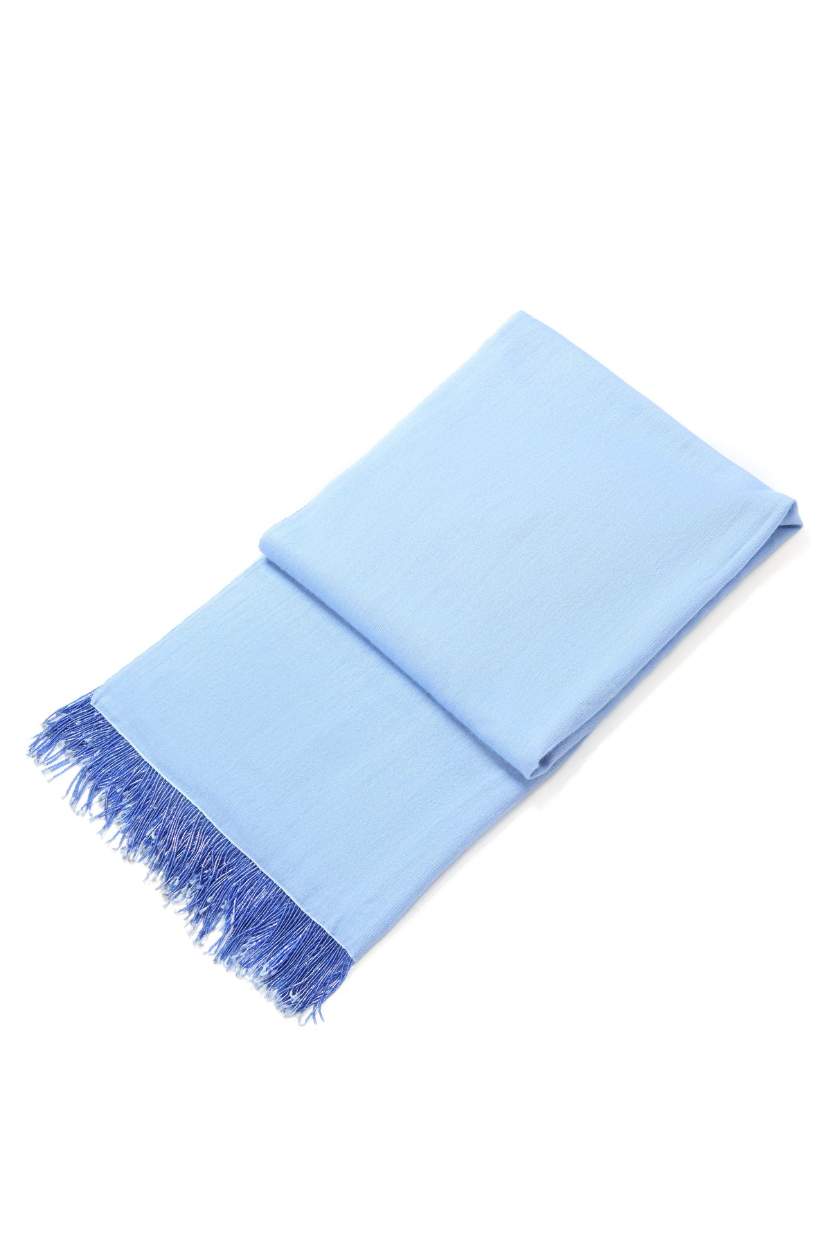 Blue Pashmina Shawl with Beaded Tassels