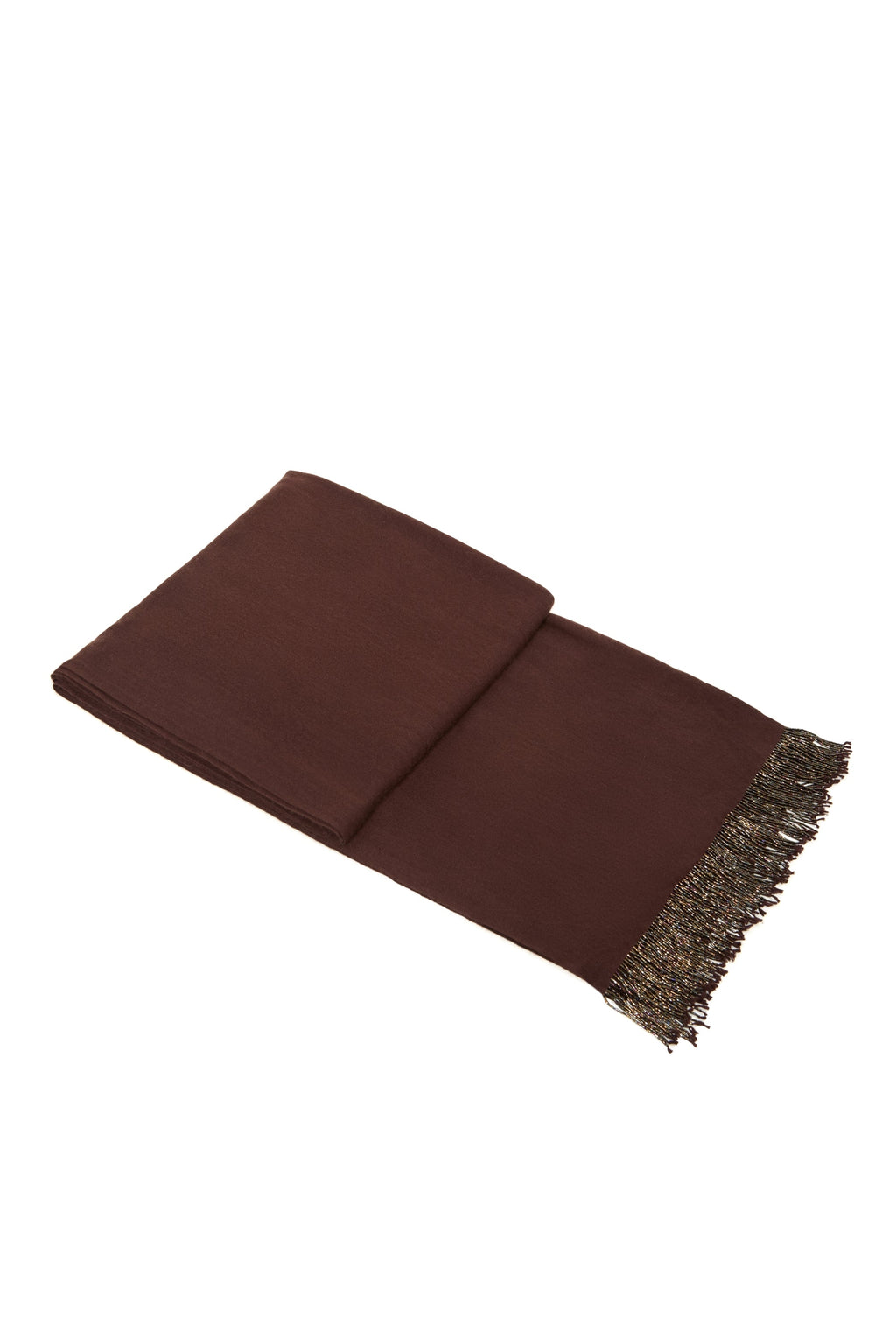 Brown Pashmina Shawl with Beaded Tassels