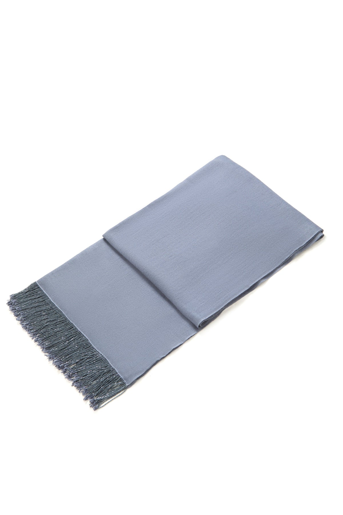 Grey Pashmina Shawl with Beaded Tassels
