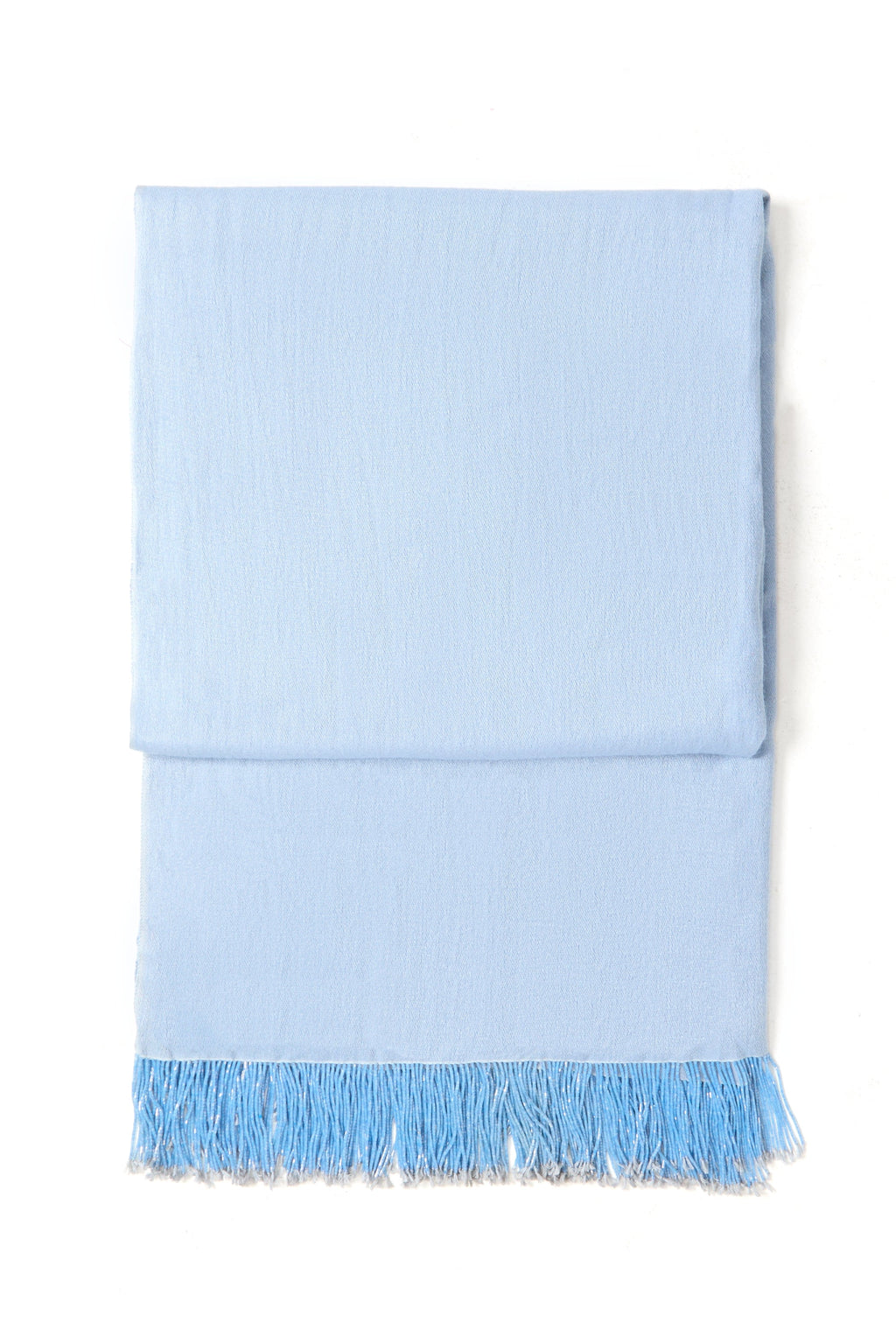 Light Blue Pashmina Shawl with Beaded Tassels