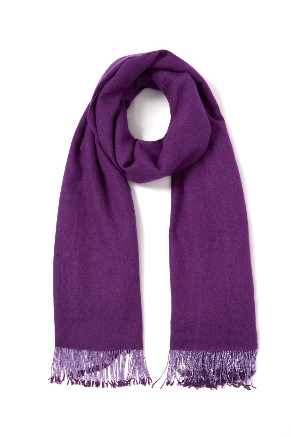 Purple Pashmina Shawl with Beaded Tassels