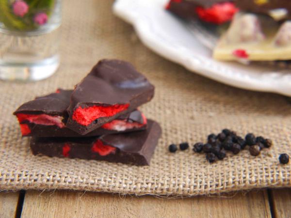 Handmade Berry Peppery 70% Dark Chocolate Shards
