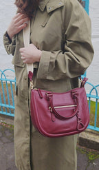 SADDLER "Chloe" Real Leather Twin-Handle Handbag with Crossbody Strap, Handmade, with Keepsake Pouch