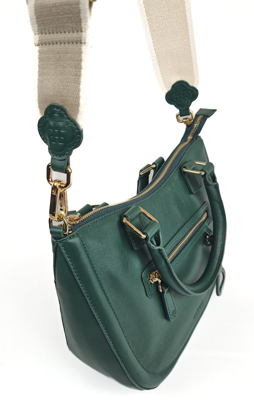 SADDLER "Chloe" Real Leather Twin-Handle Handbag with Crossbody Strap, Handmade, with Keepsake Pouch