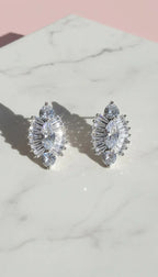 Baguette Cut Crystal Cluster Stud Earrings