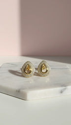 Curved Oval Cut Out Crystal Stud Earrings