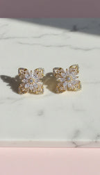 Layered Flower Crystal Stud Earrings