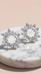 Statement Sun Burst Crystal Stud Earrings