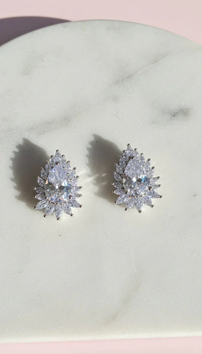 Teardrop Crystal Stud Earrings