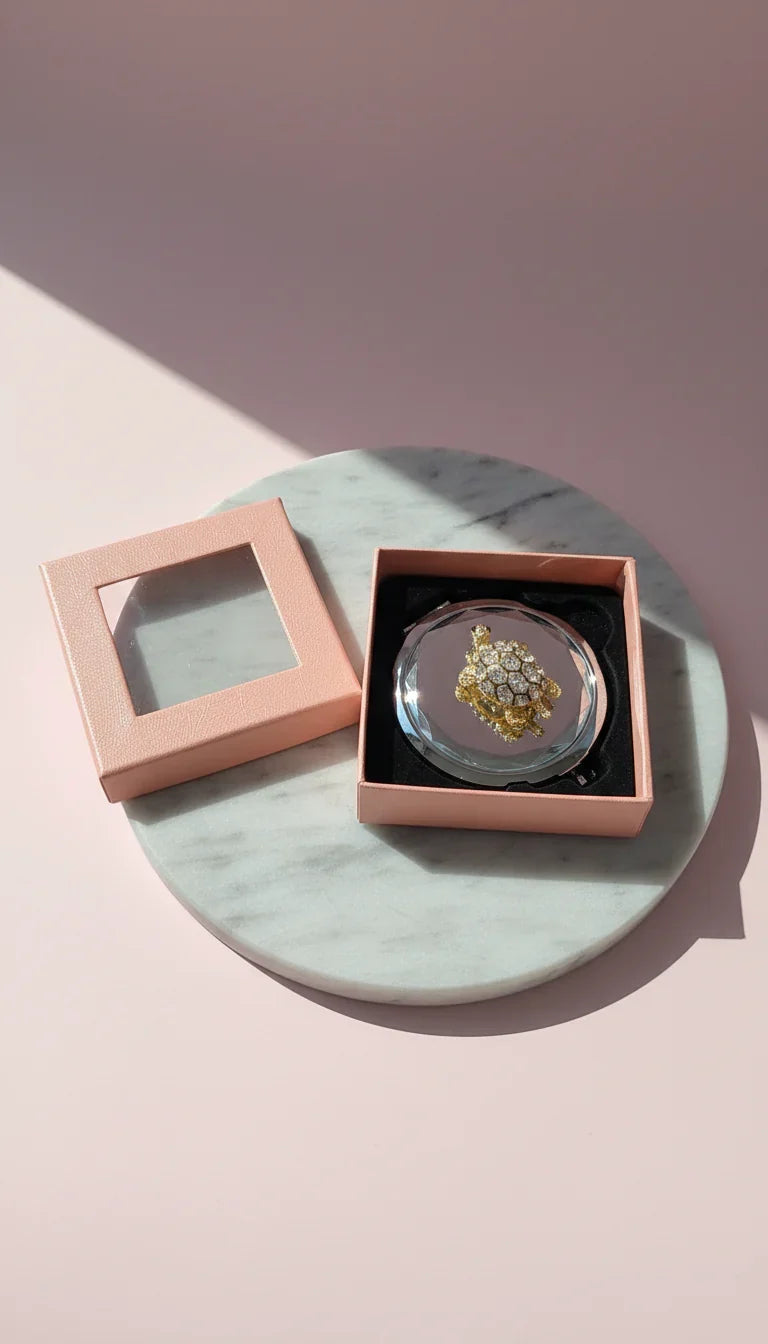 Turtle Compact Mirror With Gift Box