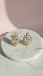 Curved Oval Crystal Stud Earrings