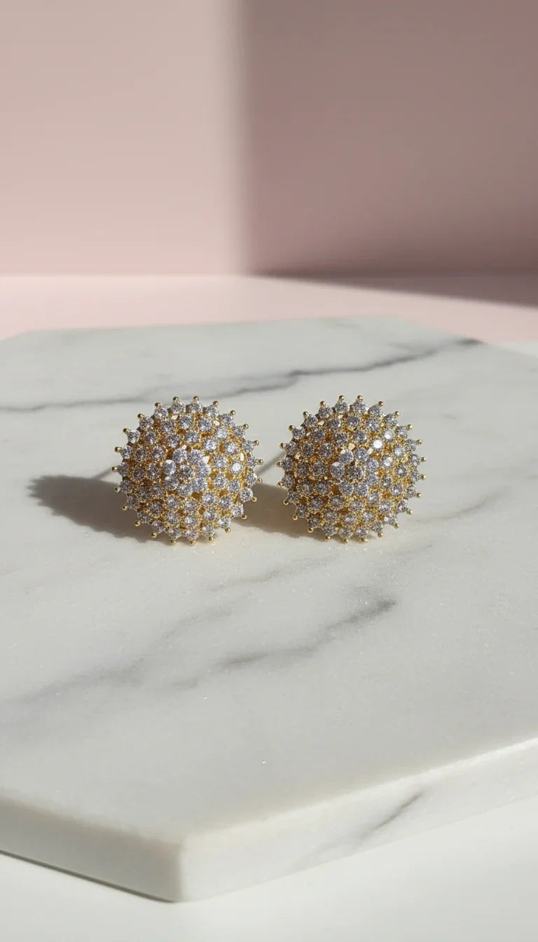 Round Cluster Crystal Stud Earrings