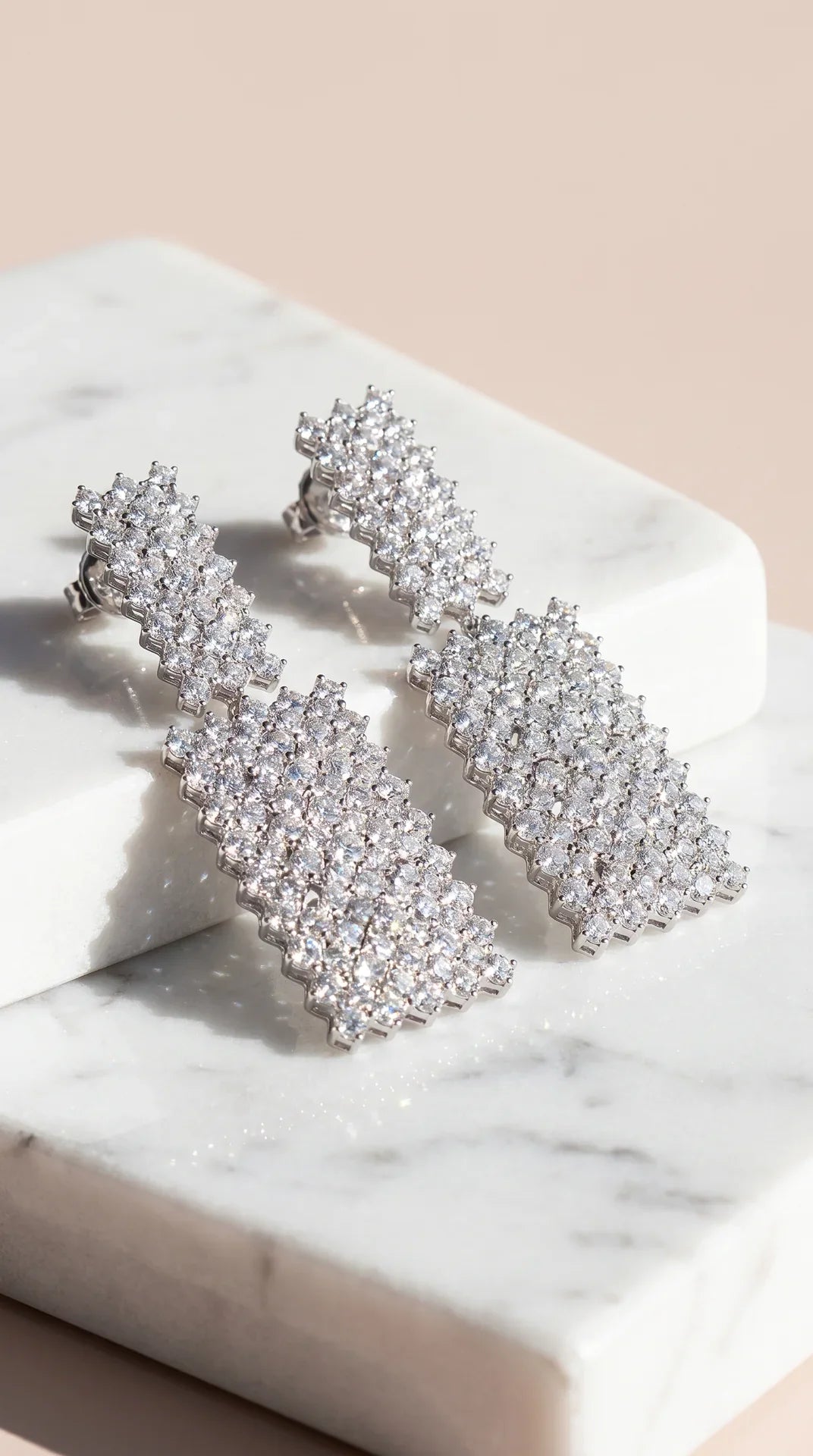 Oblong Layered Drop & Dangle Crystal Earrings