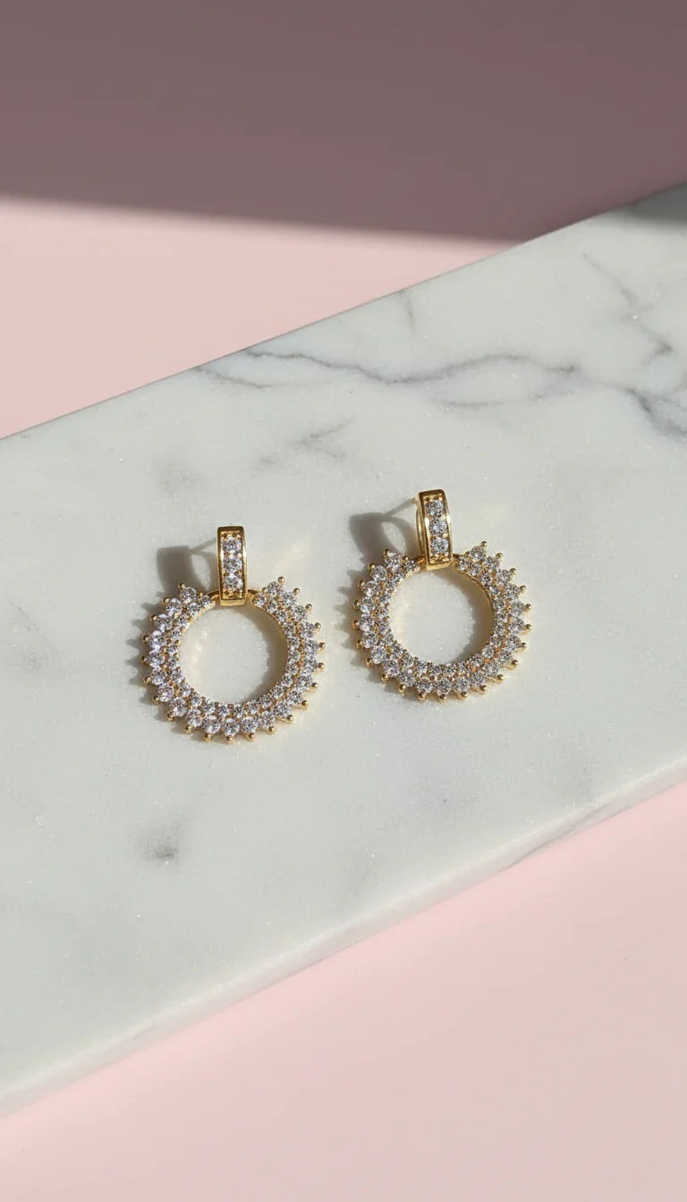 Circular Crystal Drop & Dangle Earrings