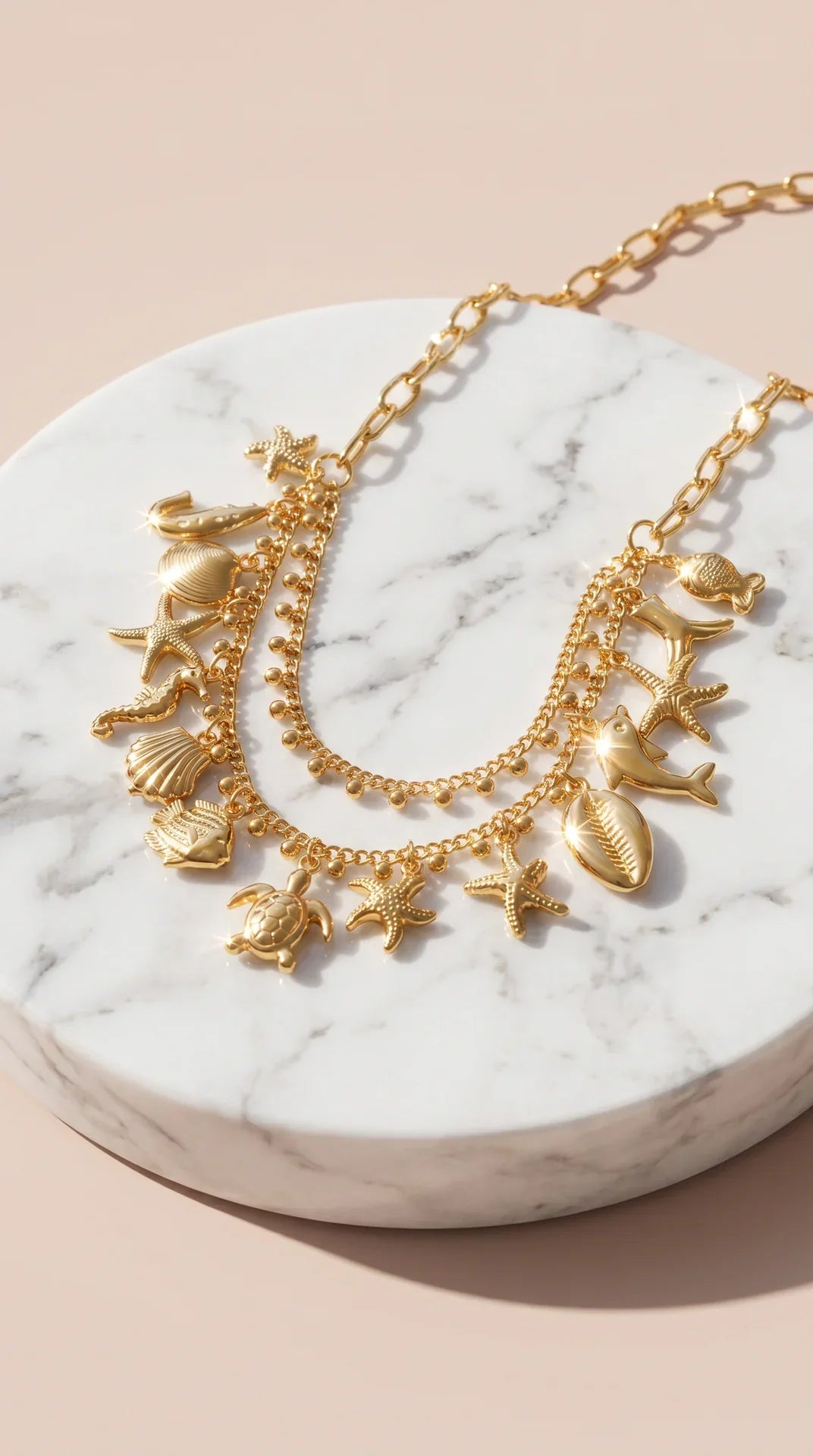 Seashell Gold Plated Stainless Steel Charm Necklace