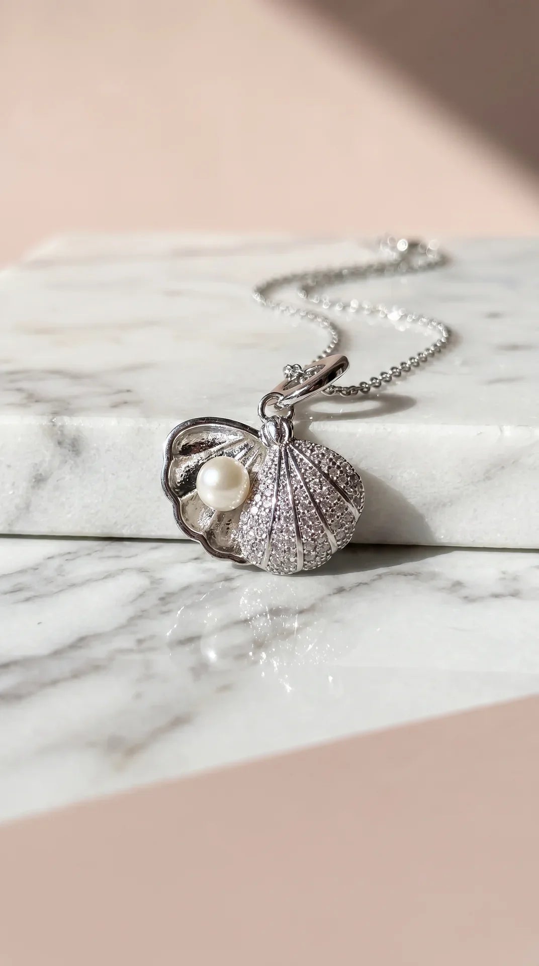 Sea Shell & Pearl Gold Plated Pendant Necklace