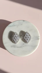 Curved Oval Crystal Stud Earrings