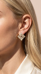 Square Baguette Cut Crystal Stud Earrings