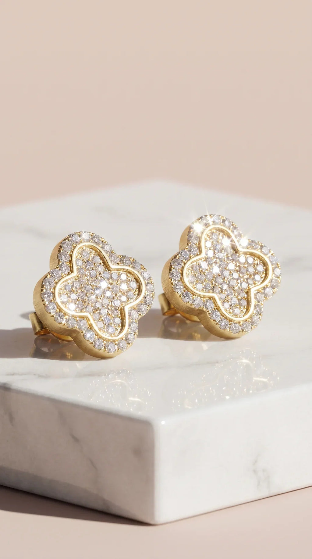 Clover Flower Pavé Crystal Stud Earrings