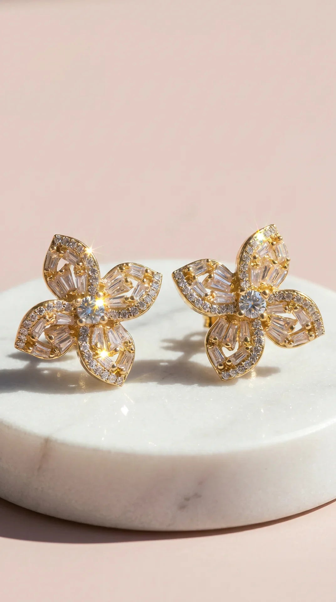 Flower Crystal Stud Earrings