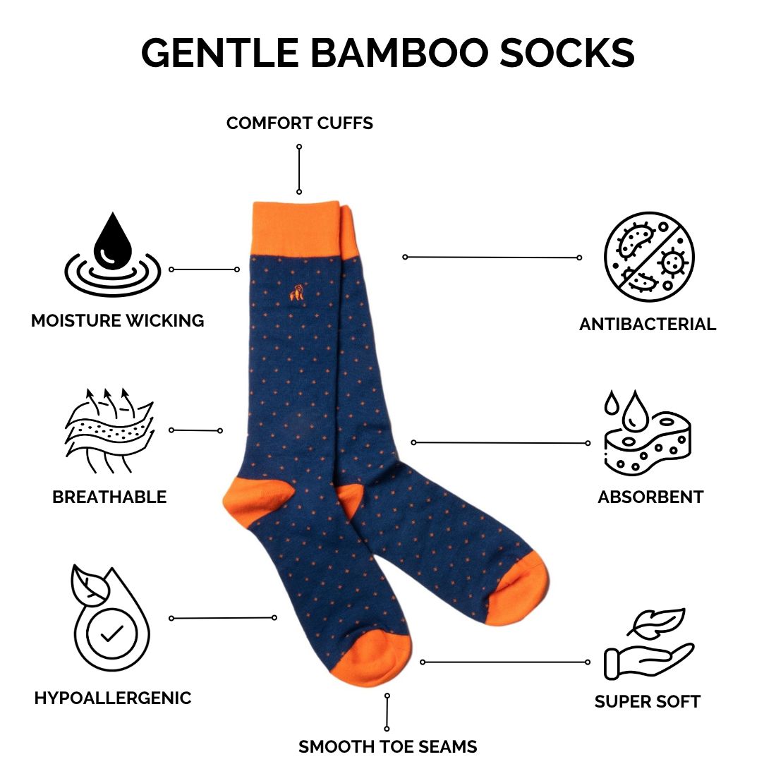 Golfer Comfort Cuff Bamboo-Blend Socks