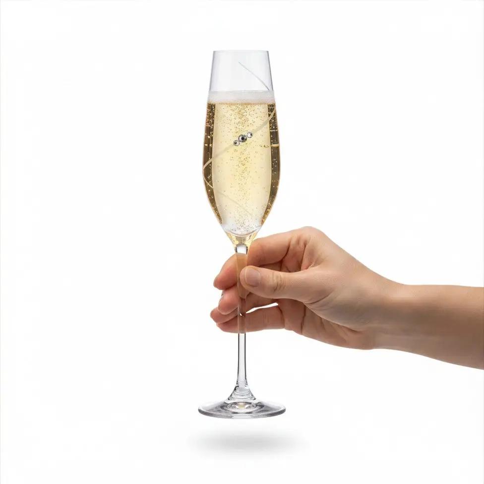 Diamante Champagne Flutes with Swarovski Crystals - Gift Box of 6
