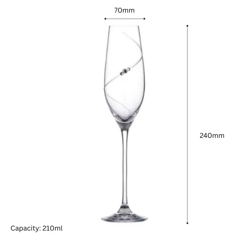 Diamante Champagne Flutes with Swarovski Crystals - Gift Box of 6