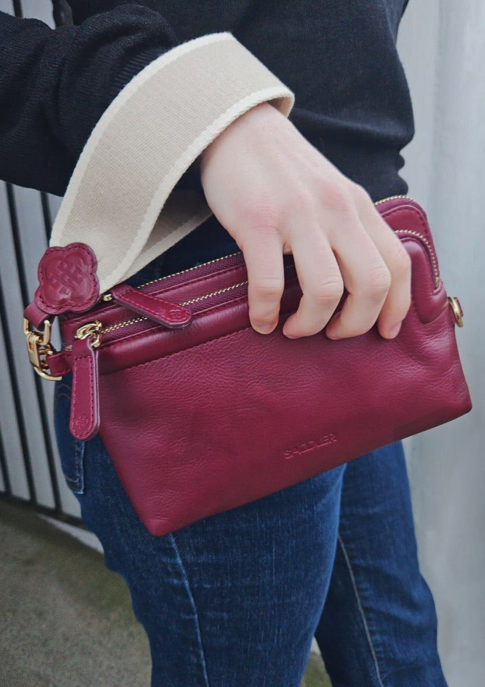 Heather Leather Clutch & Crossbody Bag, Handmade by Saddler, Versatile & Compact