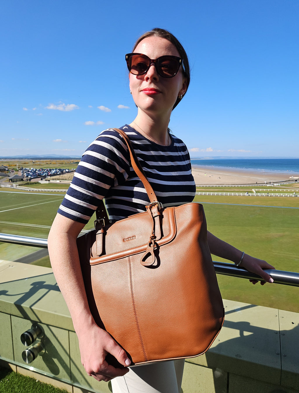 Sienna Zip Top Tote Shopper Bag for Women, Handmade by Saddler