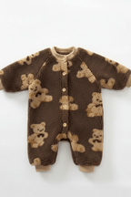 Bear Fleece Romper Cream or Brown