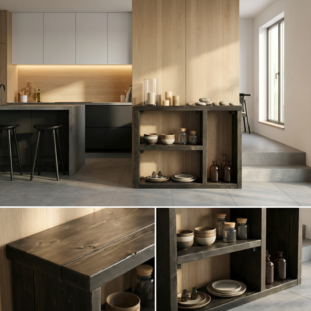 Ivara Black Wooden Bookshelf / Storage Shelf / Living Room Storage / Shoe Storage Rustic Solid Wood Book Shelf