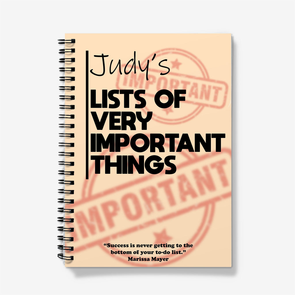 Lists of Very Important Things Personalised Notebook